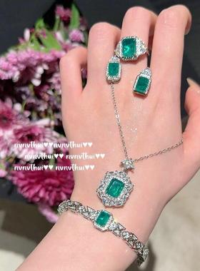 莫吉托绿蜂巢宝石手链 苏富比 镀18K金 孔雀绿帕拉锆石项链 组合