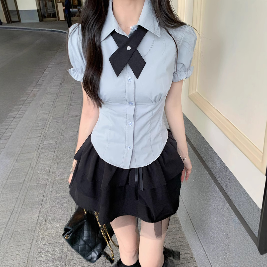 小个子套装学院风短裙半身裙夏季裙子日系JK制服短款衬衫女