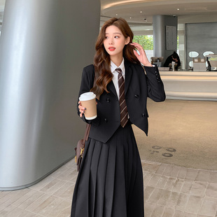 實拍學院風西裝 裙2025春秋新款 網紅爆款 面試JK制服西服外套 套裝