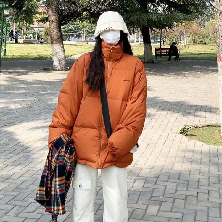 橘色羽绒服女短款冬季面包服20羽绒服