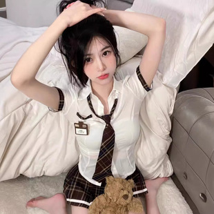 jk制服純欲風(fēng)辣妹收腰女日系學(xué)院風(fēng)領(lǐng)帶性感情緒超短襯衣百褶裙