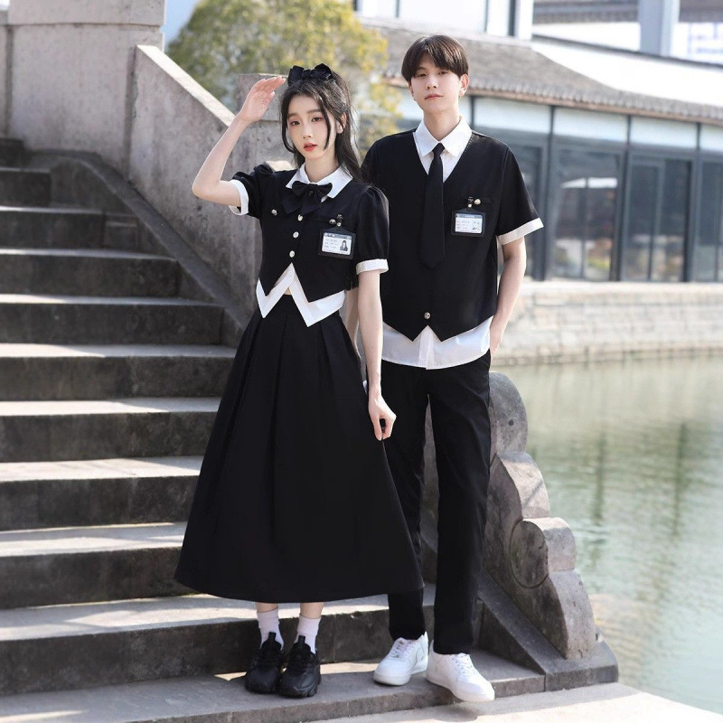 夏季男女英伦学院风情侣装JK制服长裙套装高三学生毕业礼服服装