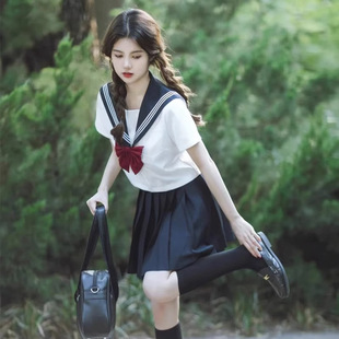 中間服學(xué)院風(fēng)班服短袖 甜妹 夏季 日系正統(tǒng)jk制服裙白三本基礎(chǔ)款