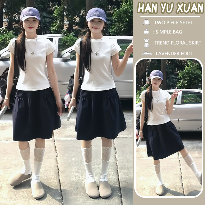 孕妇装白色短袖t恤夏季2025新款初夏修身收腰小个子上衣套装