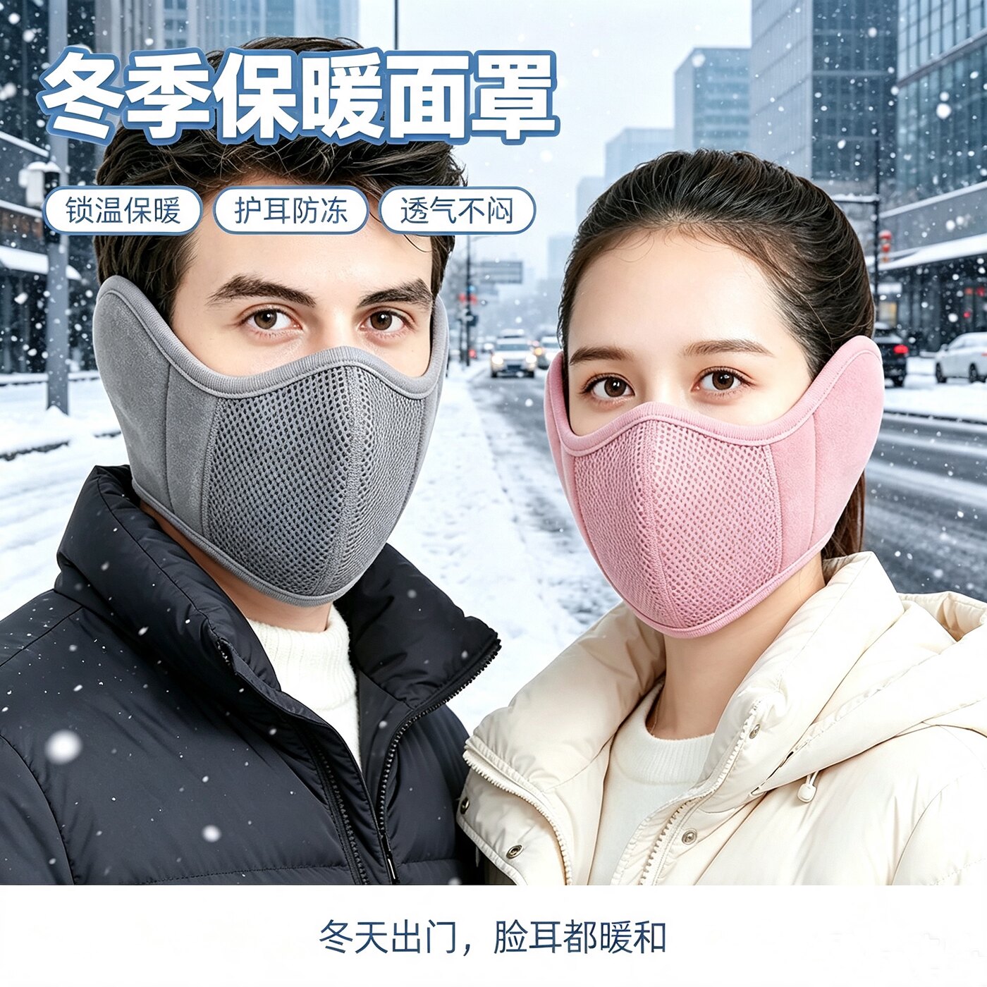 保暖口罩女士冬季纯棉防寒护耳套骑行防风御寒耳罩加厚透气面罩男