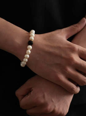 A lone ranger原创【泪痣】天然淡水珍珠玛瑙小众简约手串手链