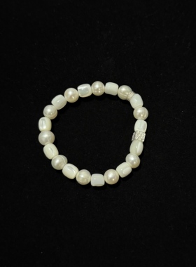 A lone ranger 原创925银【月光泪】天然淡水珍珠马蹄螺贝壳手链