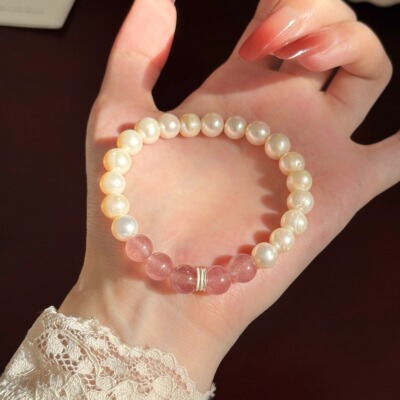 桃花草莓晶珍珠手链联名款