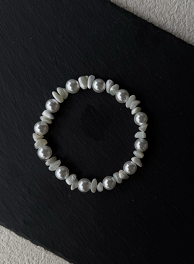 A lone ranger原创天然去皮马蹄螺碎石手链白月光水晶饰品男女