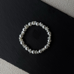 ranger原创天然去皮马蹄螺碎石手链白月光水晶饰品男女 lone