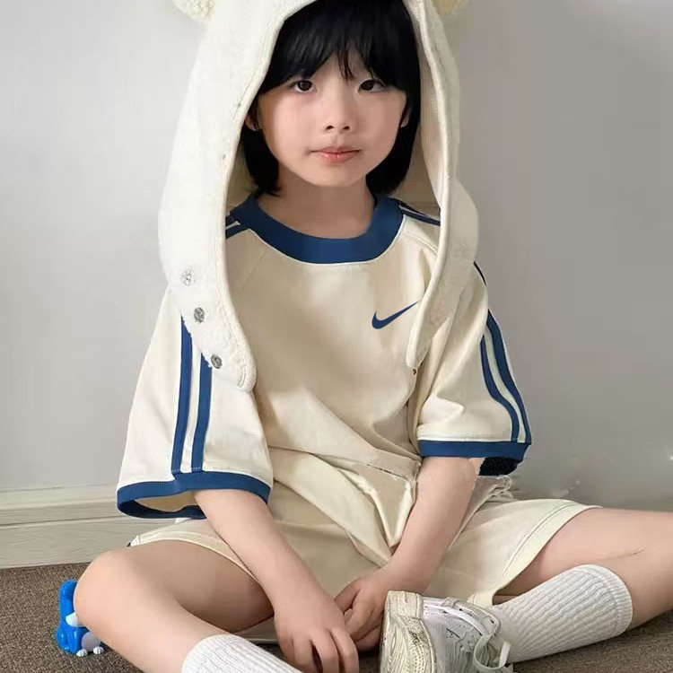 NK儿童套装2025新款女童洋气时髦运动服两件套宝宝春秋款卫衣短裤