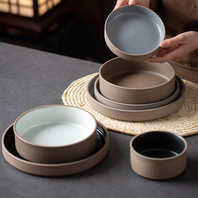 粗陶高级感西餐牛排甜品盘