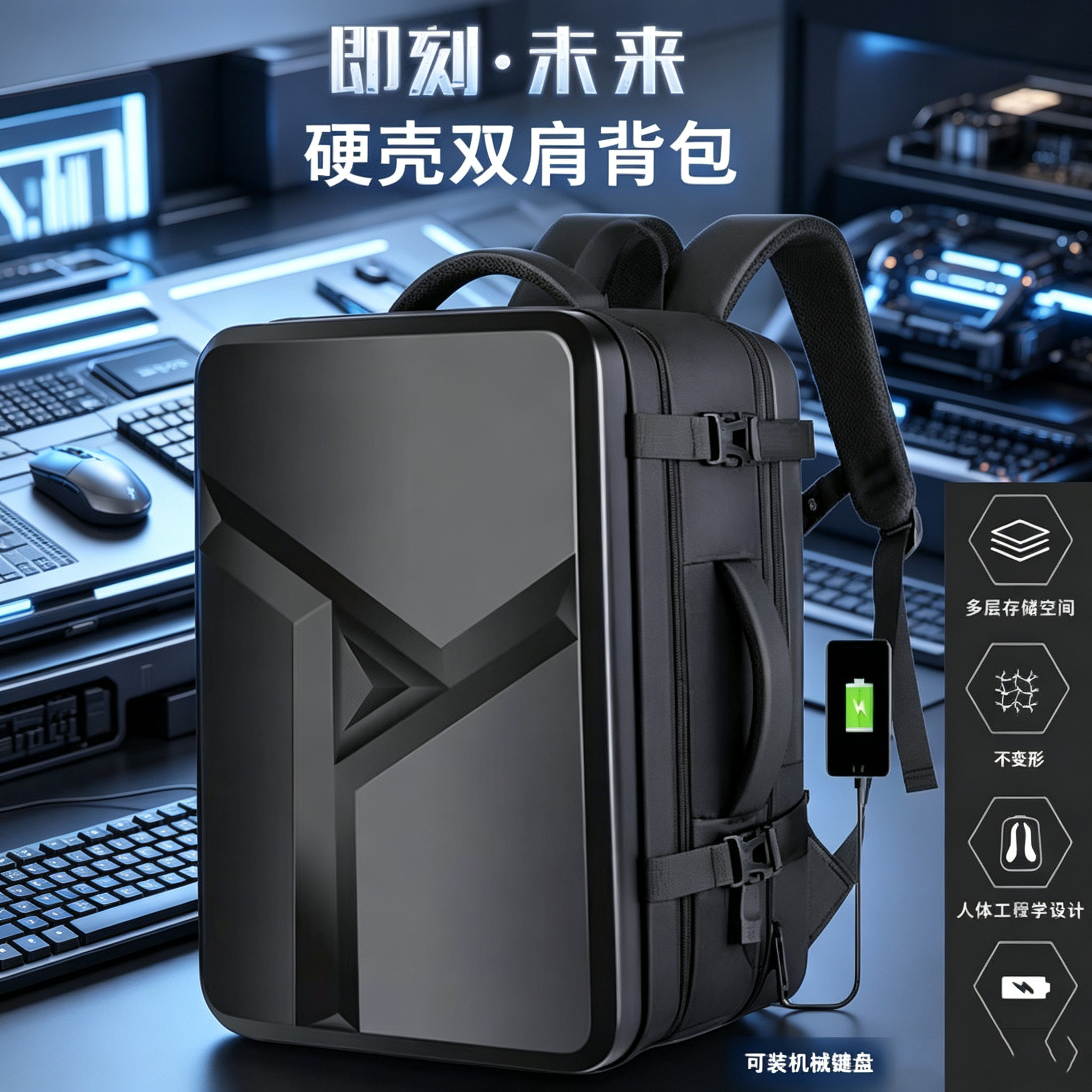 适用 电脑背包16寸msi微星泰坦/神影16 17 Max 2026笔记本17寸双肩包18寸硬壳星影17 15防盗电竞通勤书包男女