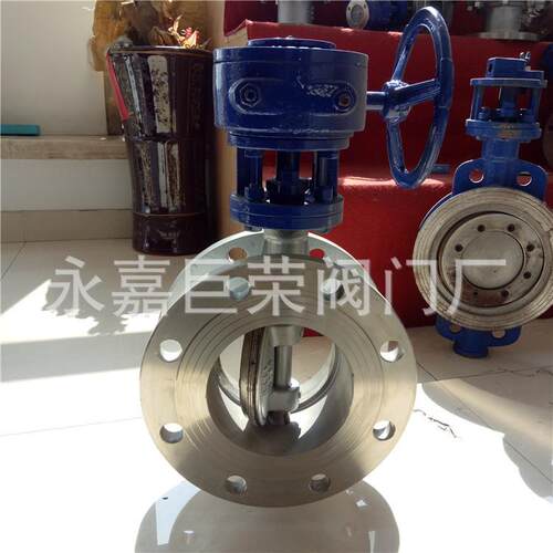 三偏心硬密封法兰式304蝶阀 D341H-25P DN350 手动涡轮蝶阀