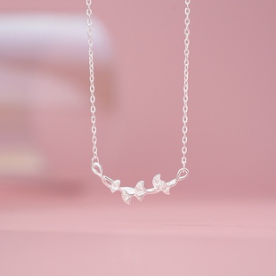 S999纯银银杏叶项链女款锁骨链配饰女轻奢小众高级设计感送闺蜜