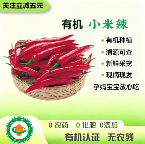 有机认证 有机小米辣  新鲜无农残天然健康 农家鲜辣椒朝天椒剁椒