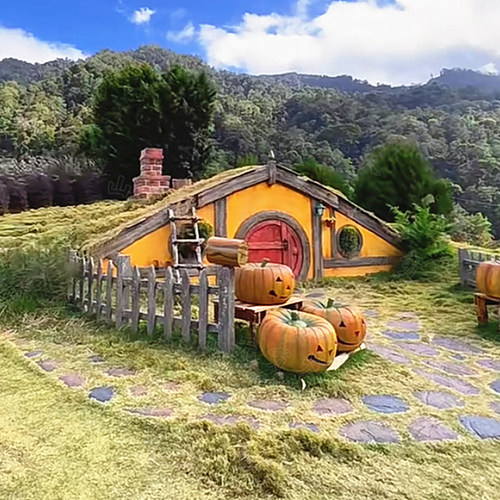 户外农场萌宠乐园现代卡通屋子景区防腐木霍比特小屋打卡摆件