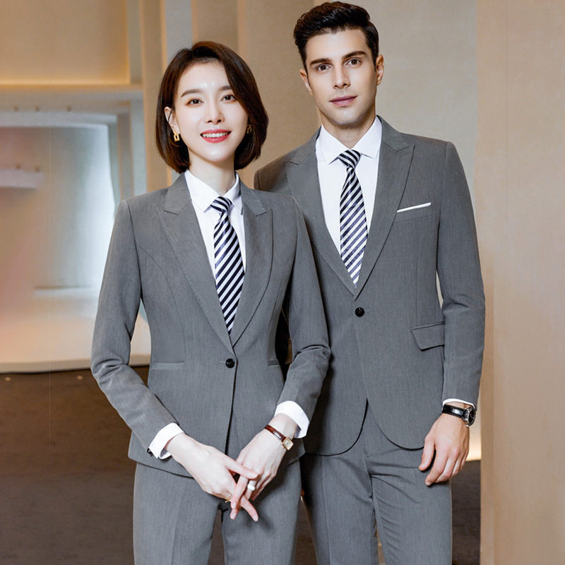 龙古堂休闲商务西服套装伴郎新郎结婚职业工作正装黑色西装男女款