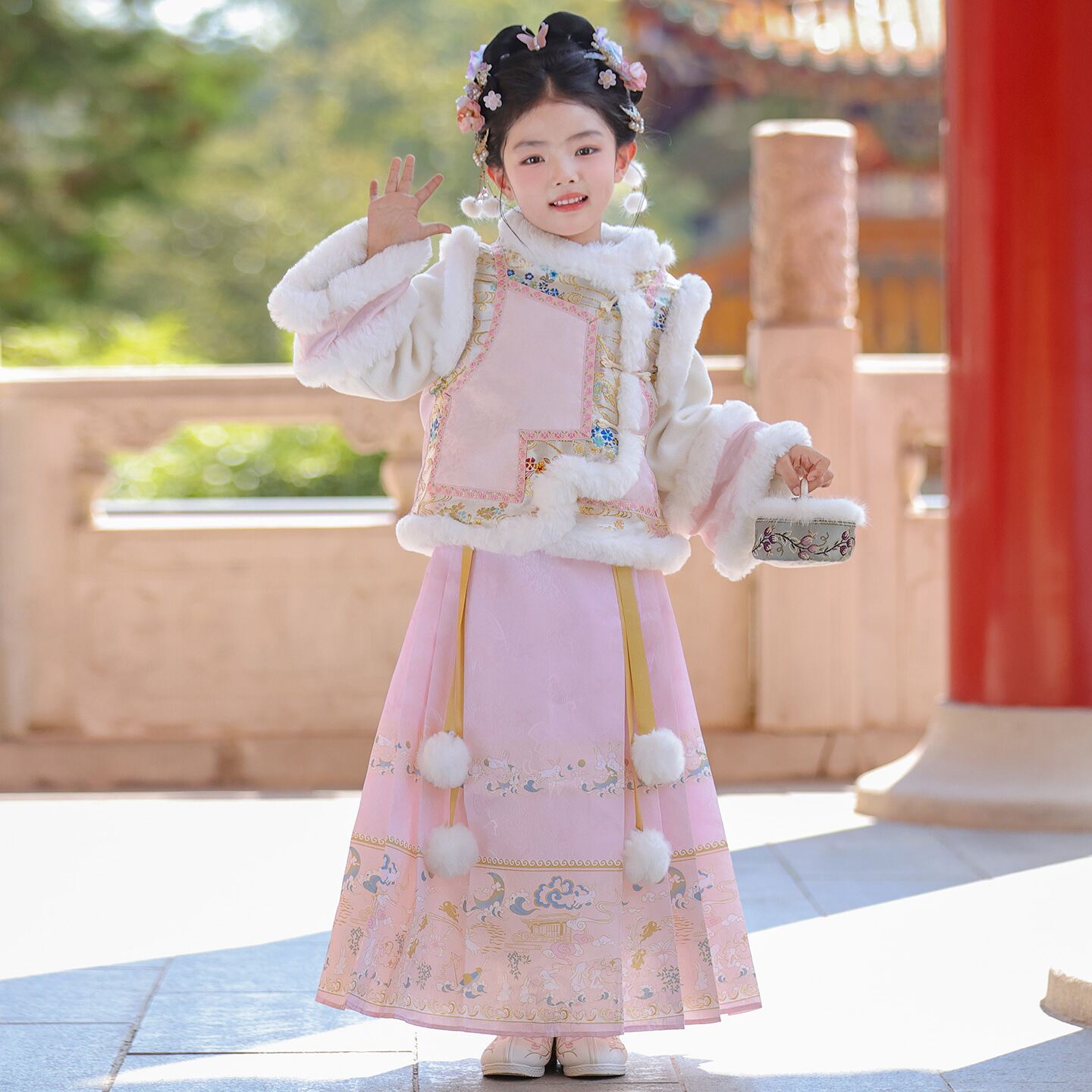 女童马面裙套装女孩国风古装公主裙冬装2025新款儿童格格服汉服裙