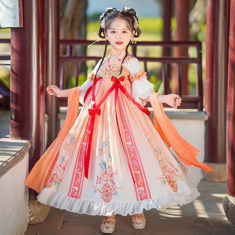 女童汉服春秋款2023新款儿童古装超仙古风襦裙唐装国风连衣裙夏款