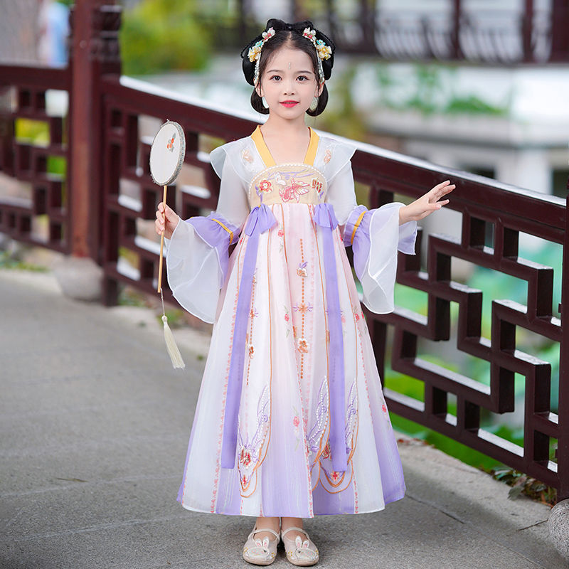 儿童国风汉服裙子春季2024女童超仙古风唐装连衣裙春装新款公主裙