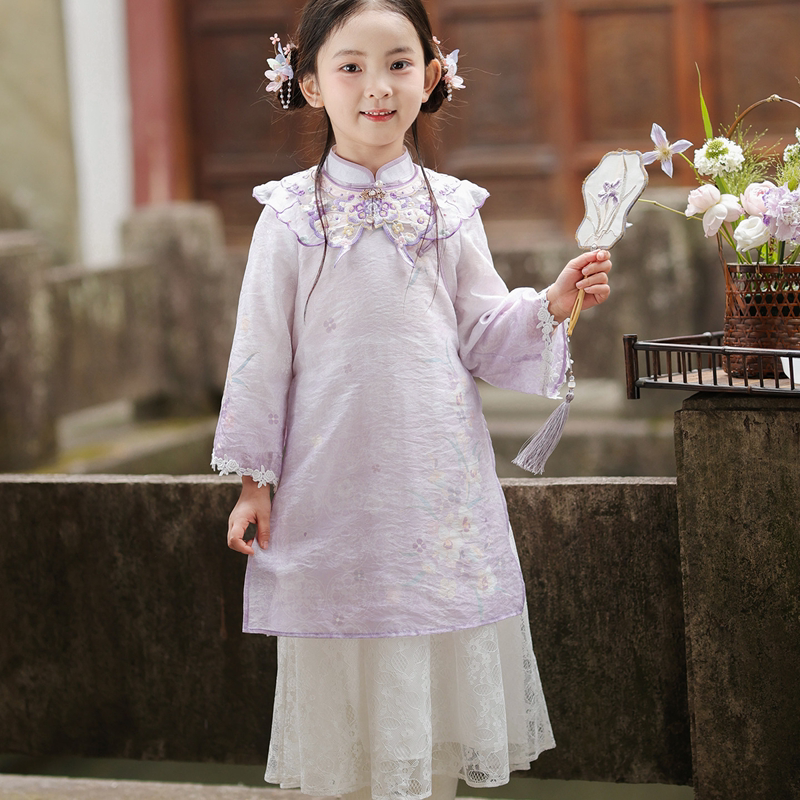 2026女童旗袍汉服新款儿童新春秋中式国风唐装古风连衣裙春装国风