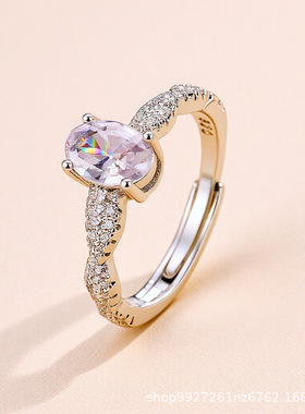 s925纯银鸽子蛋戒指女高级感旋转扭纹气质婚戒精致小众指环