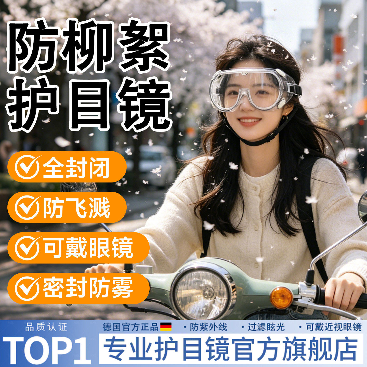 护目镜防花粉过敏柳絮防护面罩眼罩可戴眼镜护眼防灰尘不起雾防风图片