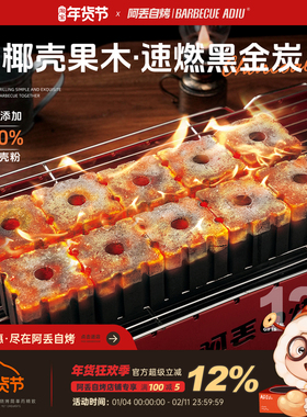 阿丢烧烤碳椰壳果木速燃炭无烟家用户外炭烤炉专用炭