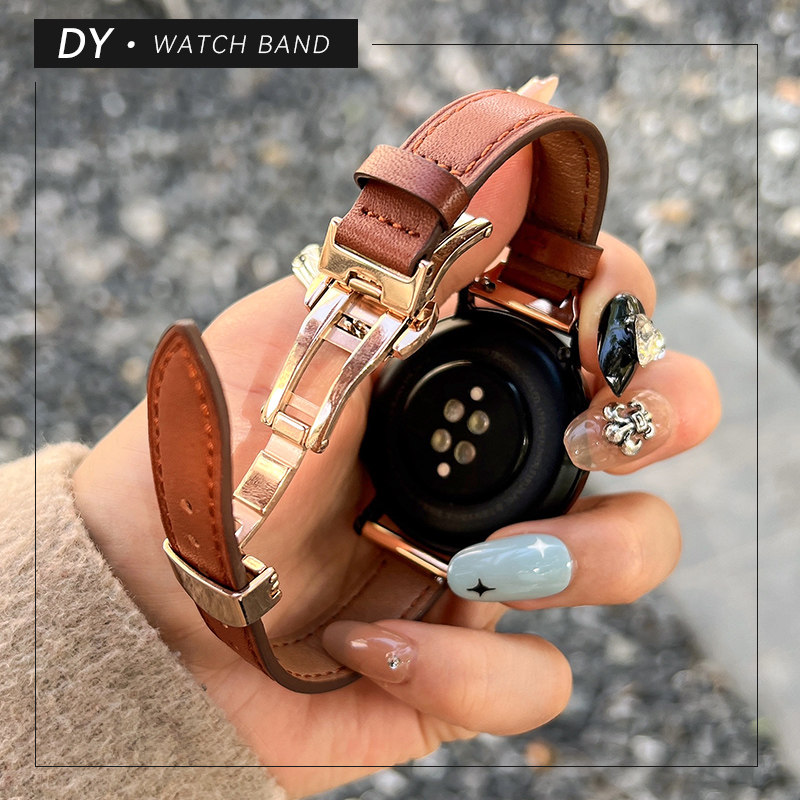 度渔适用华为手表GT3表带watch3pro女款GT2pro手表带GT Runner真皮金属蝴蝶扣GT新款华为watch4pro荣耀Magic2怎么样,好用不?