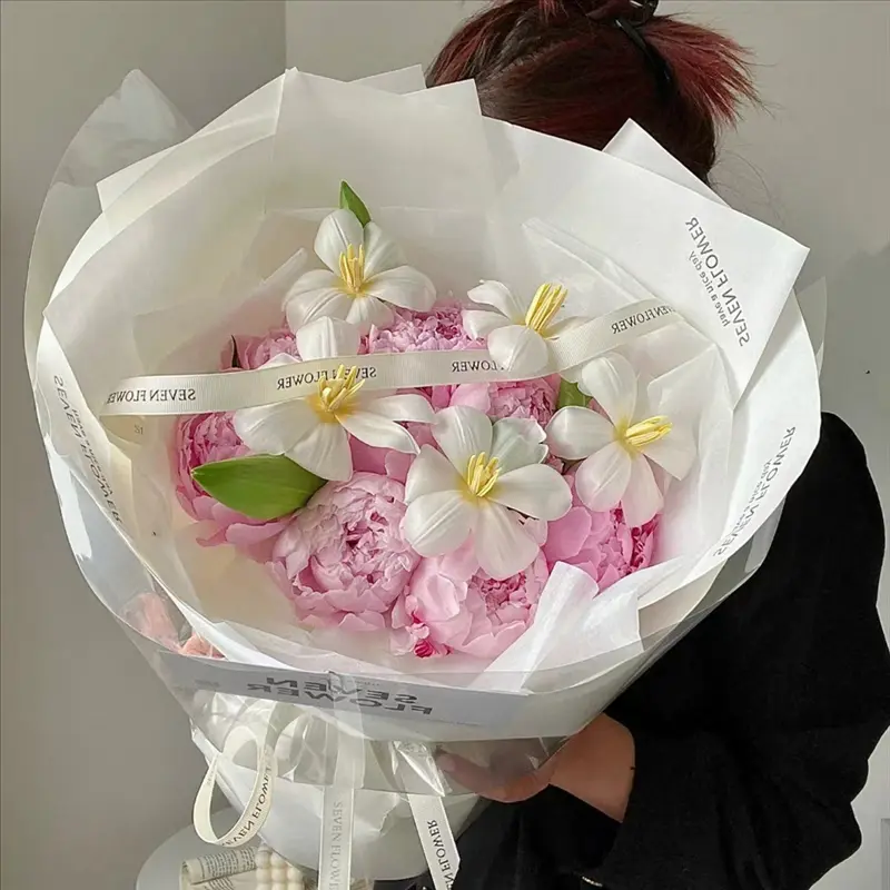 粉红芍药郁金香花束同城速递