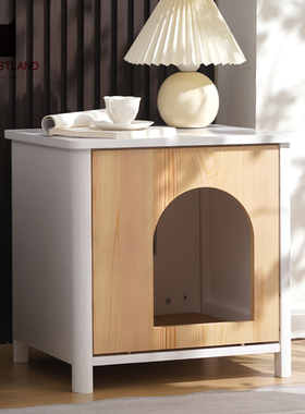 实木猫窝换鞋凳床头柜坐凳人猫共用边几猫窝保暖封闭式过冬保暖窝