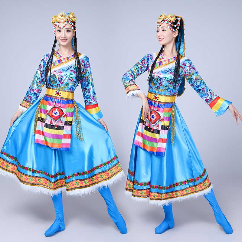 新款少数民族舞蹈服装成人演出蒙古长款女藏族舞台广场舞服饰西藏