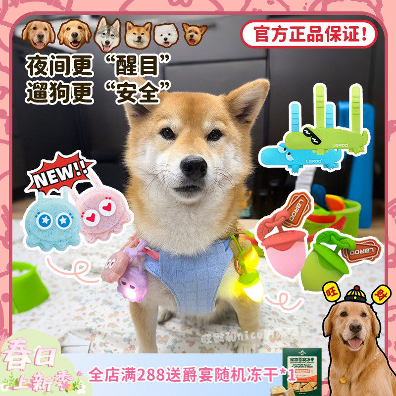 【旺财】莱诺章鱼灯榛子吊坠 发光项圈LED夜光灯充电遛狗灯防走失