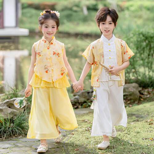 六一表演服幼儿园汉服套装夏季儿童古风唐装新中式诗词朗诵演出服