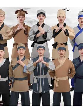 古代书生服家丁小二古装仆人杂役平民百姓演出服酒店男女表演服装