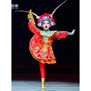 小舞者秦园春雪舞蹈服装儿童京剧服装花木兰刀马丹表演服装