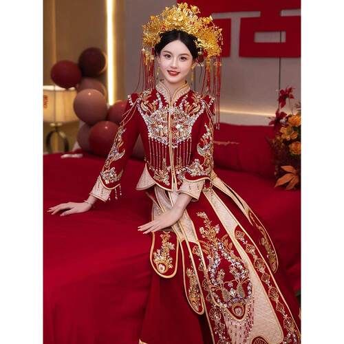 【如雅】小秀和婚纱冬季新娘150婚纱龙凤衣出亭婚礼中式风情