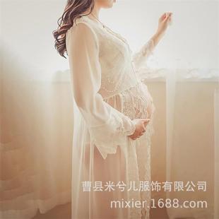 影楼孕写拍照写真衣主纱裙题服饰睡沙滩衣 欧美真站纱裙妇摄影服装