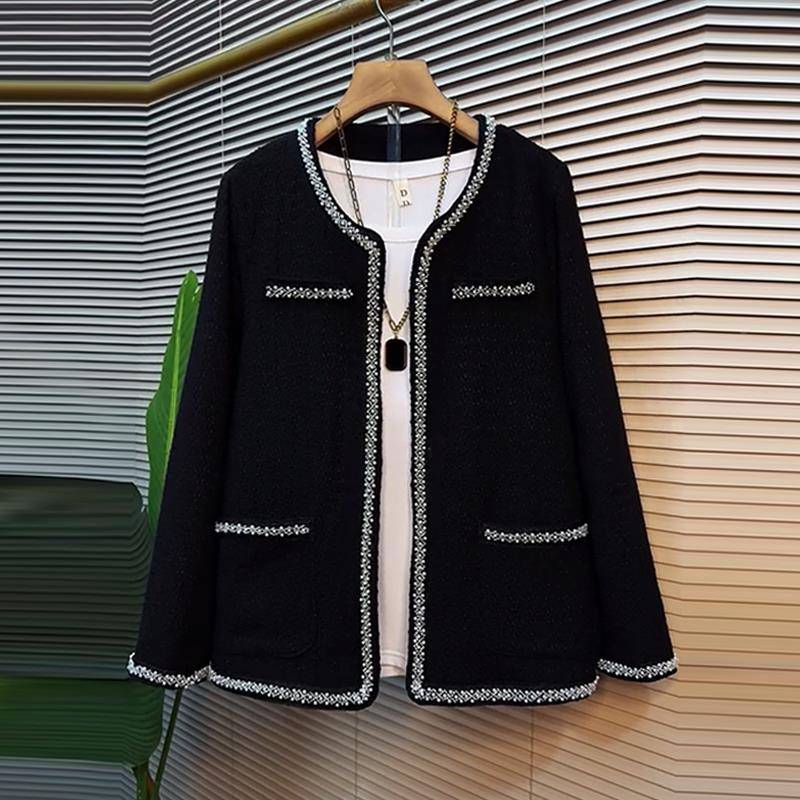 加肥大码女袖装胖钉珠开衫外套妹边妹2KBB024春秋新款长百搭显瘦