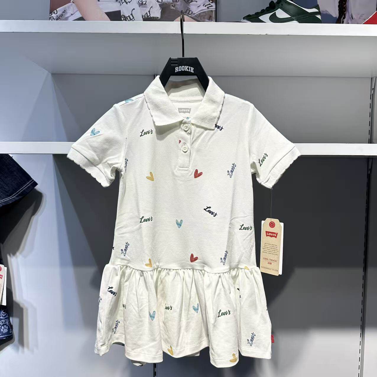 Levi's李维斯女童POLO领爱心印花连衣裙夏季短袖休闲裙 LV2622080