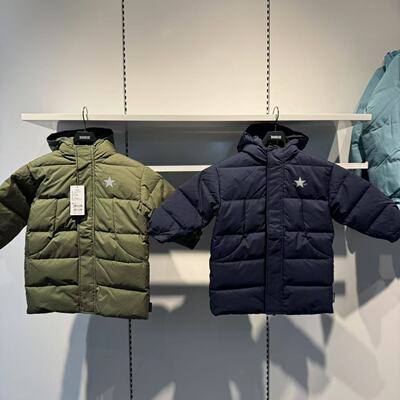 CONVERSE匡威正品24冬新款季男女儿童绿色中长款羽绒服CV2442192