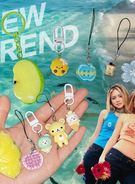 90s千禧y2k可爱钥匙扣甜酷辣妹少女亚克力卡通包包手机挂件1组5个