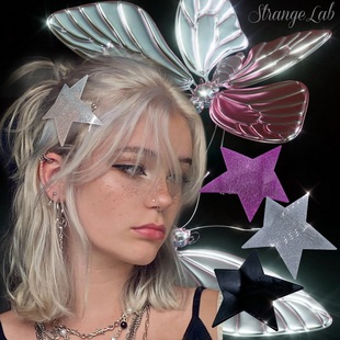 很大一只星星发夹 酷妹不规则五角星显脸小刘海夹多用 弹簧夹子