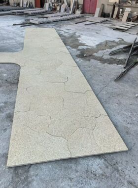 黄色地图拼石材庭院冰裂石花园碎拼大理石仿古古典美式拼图