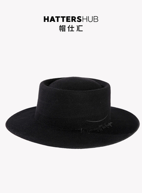 帽仕汇HATTERSHUB 100%羊毛字母印花BOATER礼帽