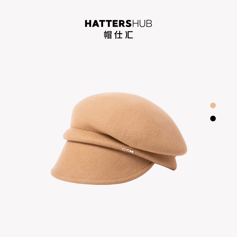 帽仕汇帽子女秋冬复古设计弯帽檐