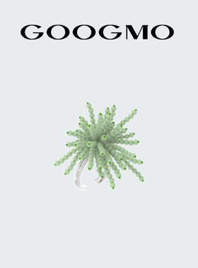 GOOGMO绿镜系列古法琉璃串珠戒指女轻奢复古小众设计食指戒开口戒