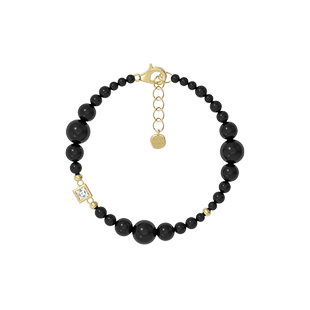 GOOGMO西西里娅系列黑玛瑙手链男女生情侣款不规则设计感串珠手链