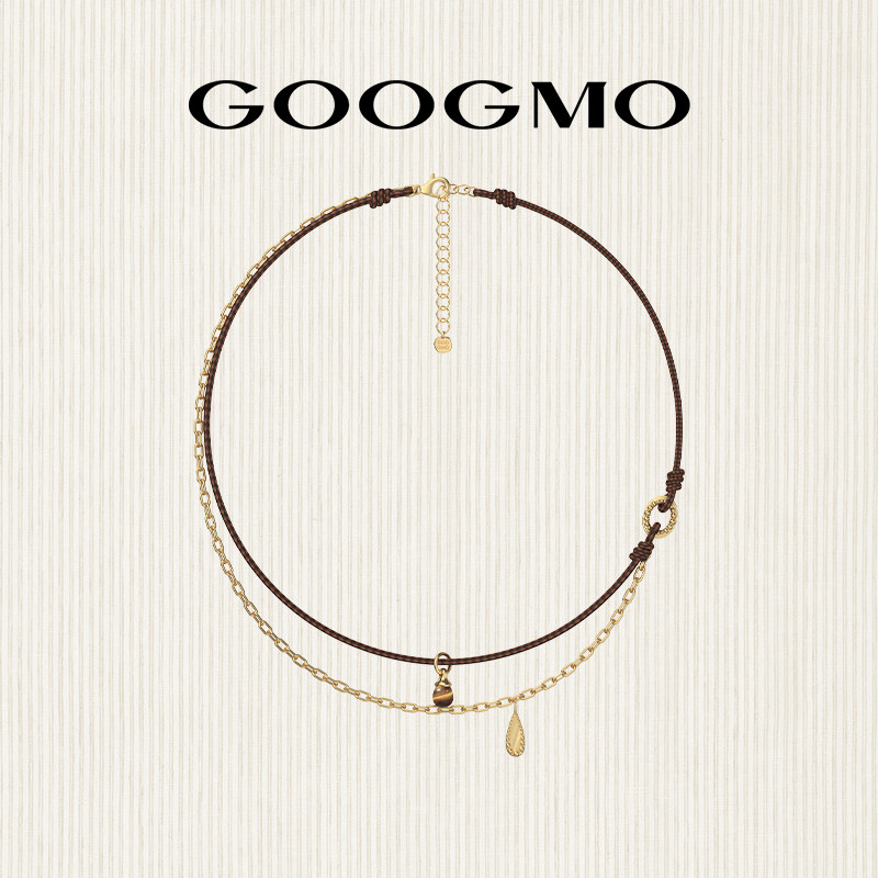 【刘宇同款】GOOGMO复古双层叠戴项链民族风锁骨配饰虎眼石吊坠